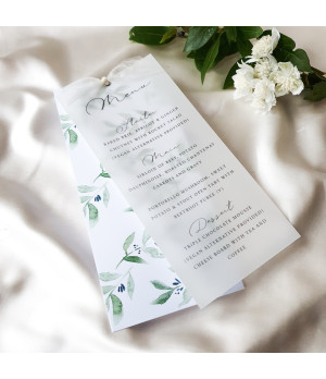 Olive leaf wedding stationery collection with matching invitations, menus and table details.
