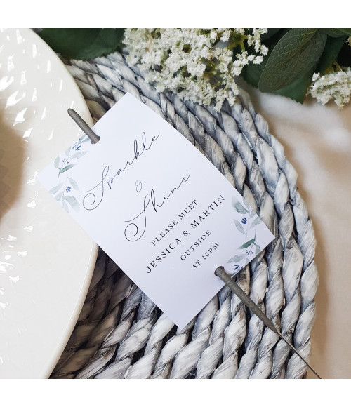 Botanical wedding invitation samples with elegant olive foliage and modern typography.