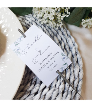 Botanical wedding invitation samples with elegant olive foliage and modern typography.