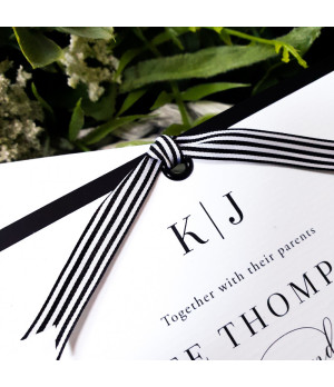 Signature Noir wedding invitation folder with premium black and white layered design