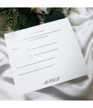 Luxury evening wedding invitation in deep green tones with modern elegant typography