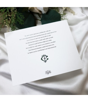 Close-up of forest green wedding invitation with textured card and personalised print