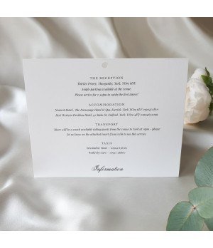 Luxury evening invitation with blush pink backing card and satin ribbon detailing.