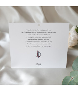 Classic dusky pink wedding invitation set with RSVP postcard and guest information card.