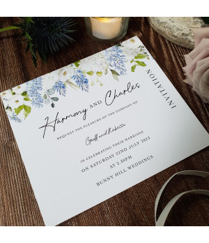 Luxury floral wedding invitations printed on premium-quality cardstock.