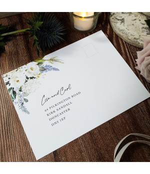 Personalised blue floral wedding invitations for elegant and romantic celebrations.