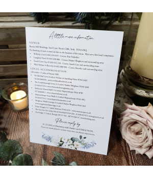 Personalised dusty blue wedding invitation suite with elegant typography design