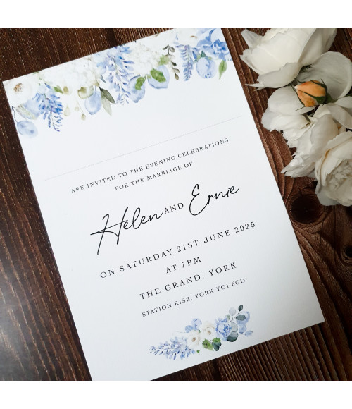 Personalised evening wedding invitations handmade in North Yorkshire for a stylish UK wedding celebration.