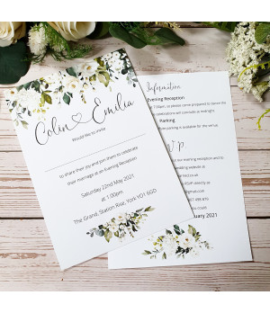 Elegant personalised evening wedding invitation printed on premium textured cardstock.
