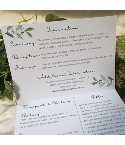Sage green olive leaves Wedding invitation