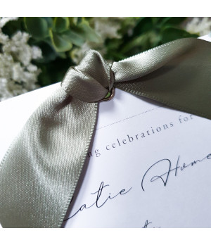 Botanical wedding invitations with olive leaves and timeless script typography