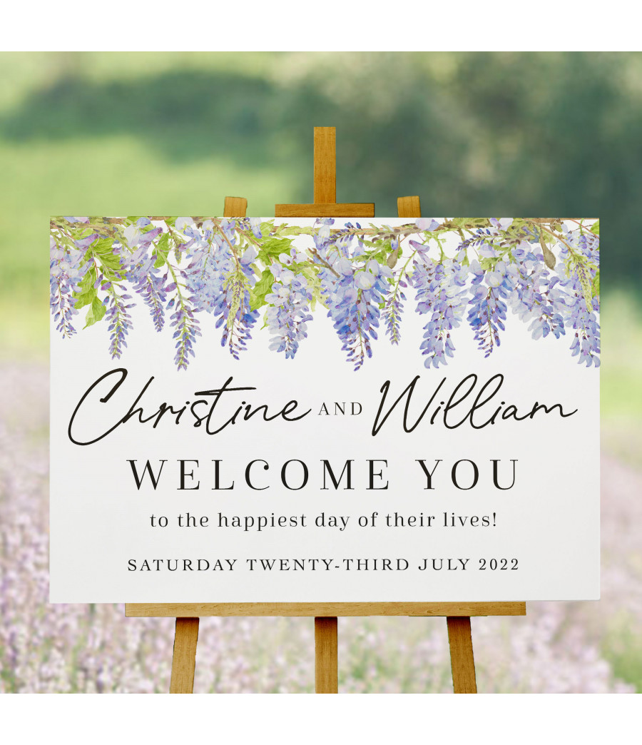 Wisteria Floral Wedding Welcome Sign