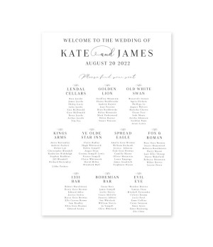 Modern black and white wedding table plan