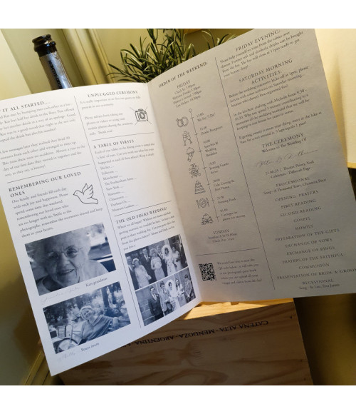 Black and white wedding newspaper featuring wedding story and details