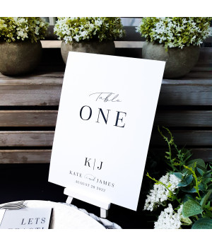 Modern black and white table names or table numbers