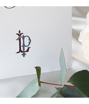 Personalised dusky pink table name card for luxury wedding receptions.