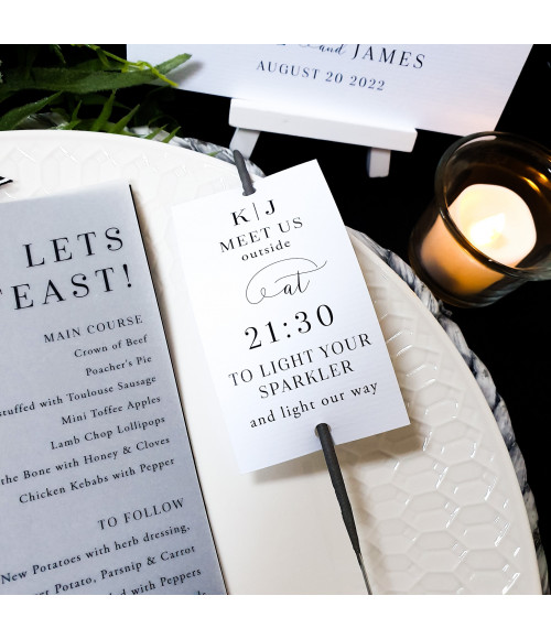 Modern black and white wedding sparkler card