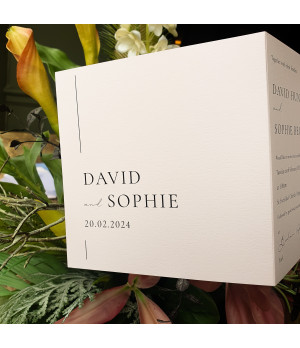 Beautiful pink day wedding invitation displayed with matching RSVP card and coordinated wedding stationery.
