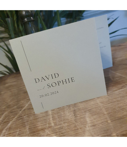 Elegant sage green day wedding invitation featuring a timeless minimalist design.
