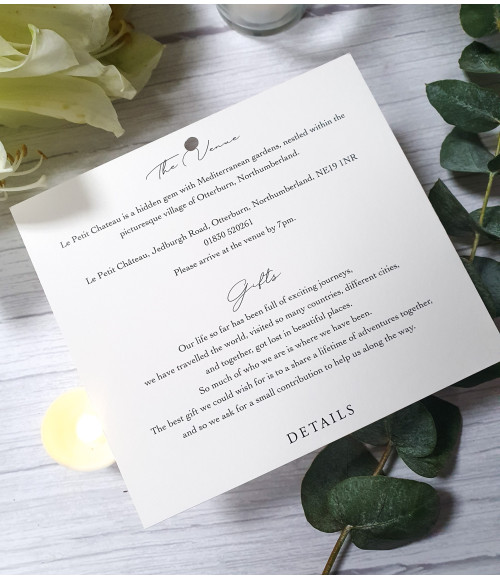 Wedding Invite with old rose pink ribbon and matching RSVP and information cards, designed to make your day extra special