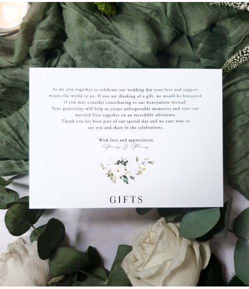 Personalised white rose wedding invitation suite with luxury layered card design