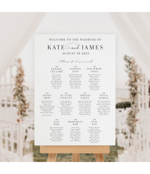 Modern black and white wedding seating plan