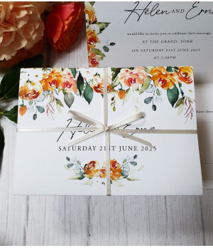 Floral concertina wedding invite