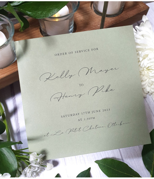 sage green wedding order of service