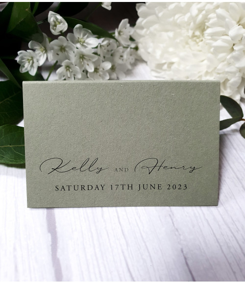 Sage green wedding guest name cards