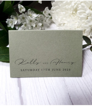 Sage green wedding guest name cards
