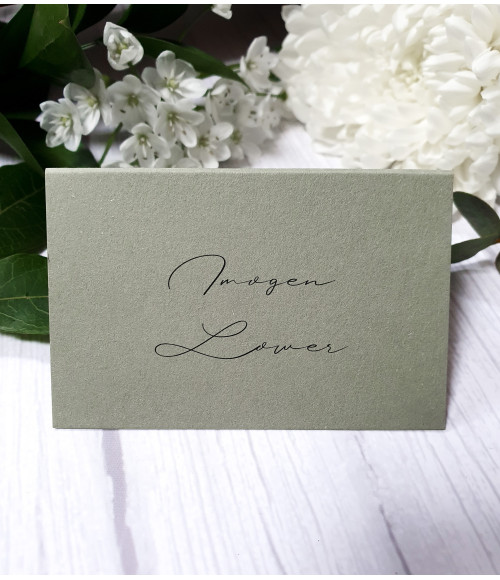Sage green wedding place name cards