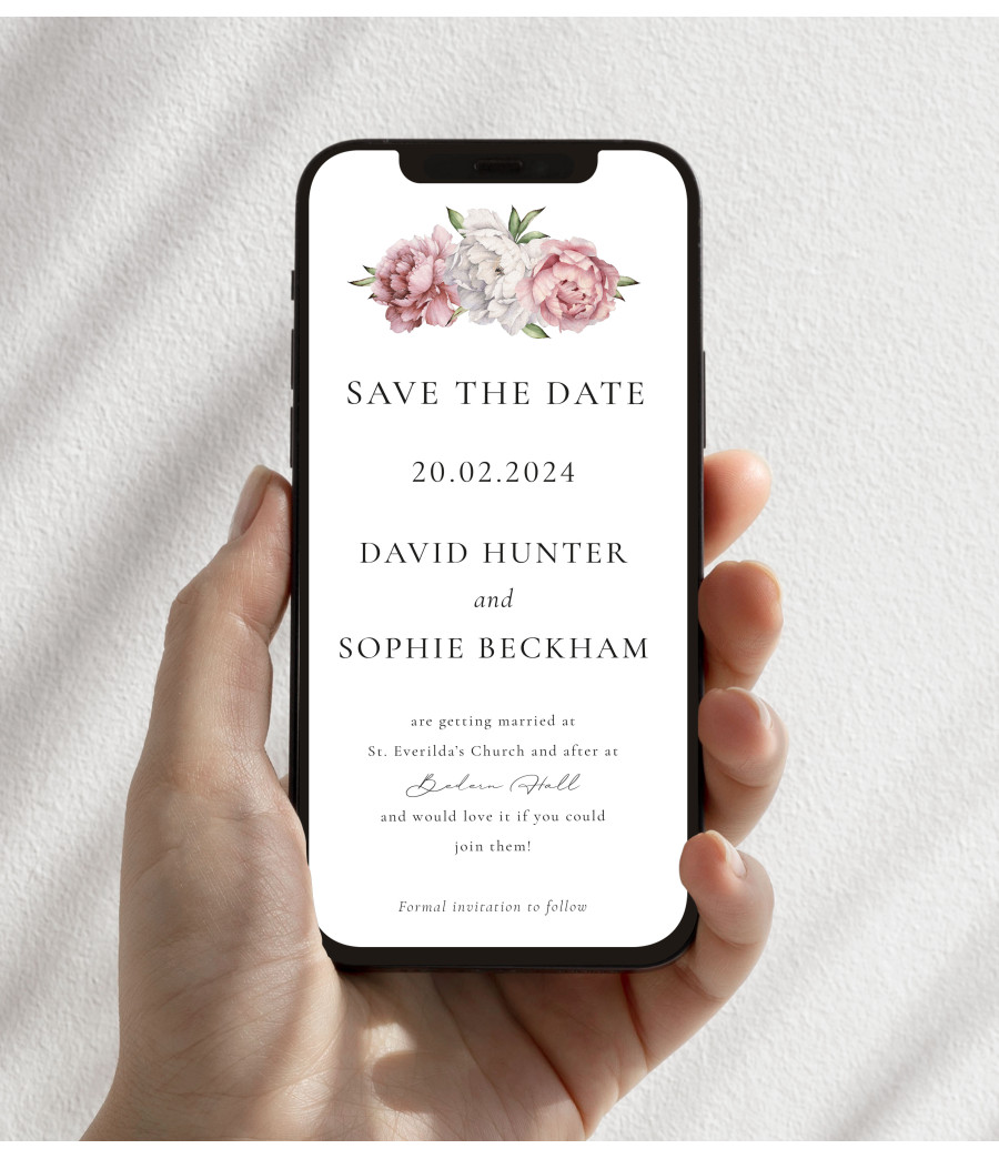 Peonies  digital save the date card