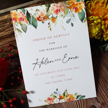 Burnt orange and cream wedding stationery samples for warm, modern and rustic celebrations.