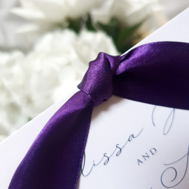 Luxury plum purple RSVP wedding invitation suite