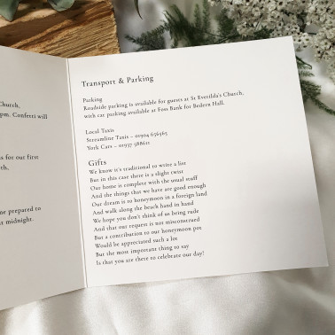 Handmade personalised wedding invite combining champagne, cream and beige tones for an elegant luxury wedding theme.