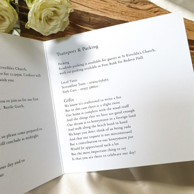 Contemporary monochrome wedding invitation perfect for classic wedding themes.