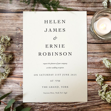 A5 wedding reception invitation for inviting evening guests.