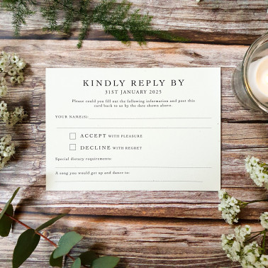 Personalised evening wedding stationery with an A5 invitation format.