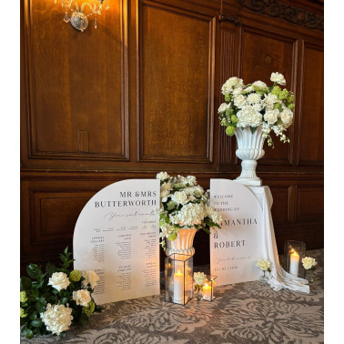 Personalised Half Arch Wedding Sign for elegant wedding entrances.
