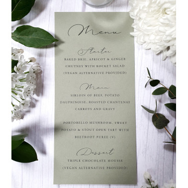 Elegant sage green wedding invitation sample designed for couples seeking luxury personalised wedding stationery in the UK.