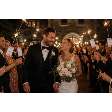 wedding sparkler cards with pink and white peonies