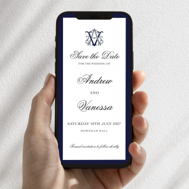Beautiful personalised digital wedding stationery for sharing your date with family and friends.