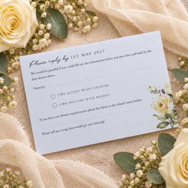Modern arched wedding invitation in butter yellow for a romantic and elegant wedding