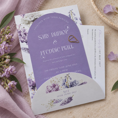 Elegant purple wedding invitations