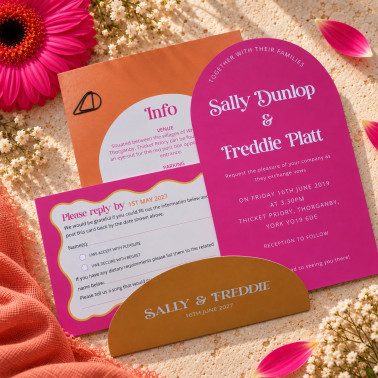 Colourful wedding stationery