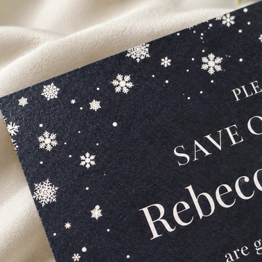 Personalised Snowflake Save the Date Cards for Christmas Weddings