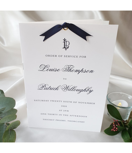 Elegant Navy Traditional Style Wedding Order of Service