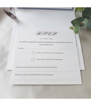 Luxury wedding invitation folder in silver with layered stationery and elegant bespoke design finish