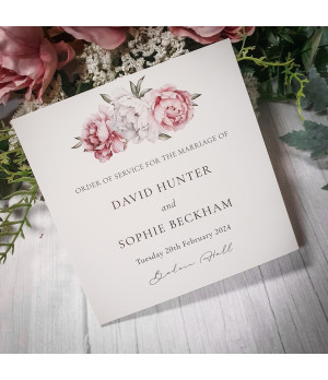 Experience the luxury finish of our Peonies wedding invitations with a printed sample before ordering your stationery.
