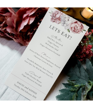 Our floral wedding stationery sample showcases elegant peony illustrations, premium materials and high-quality craftsmanship.